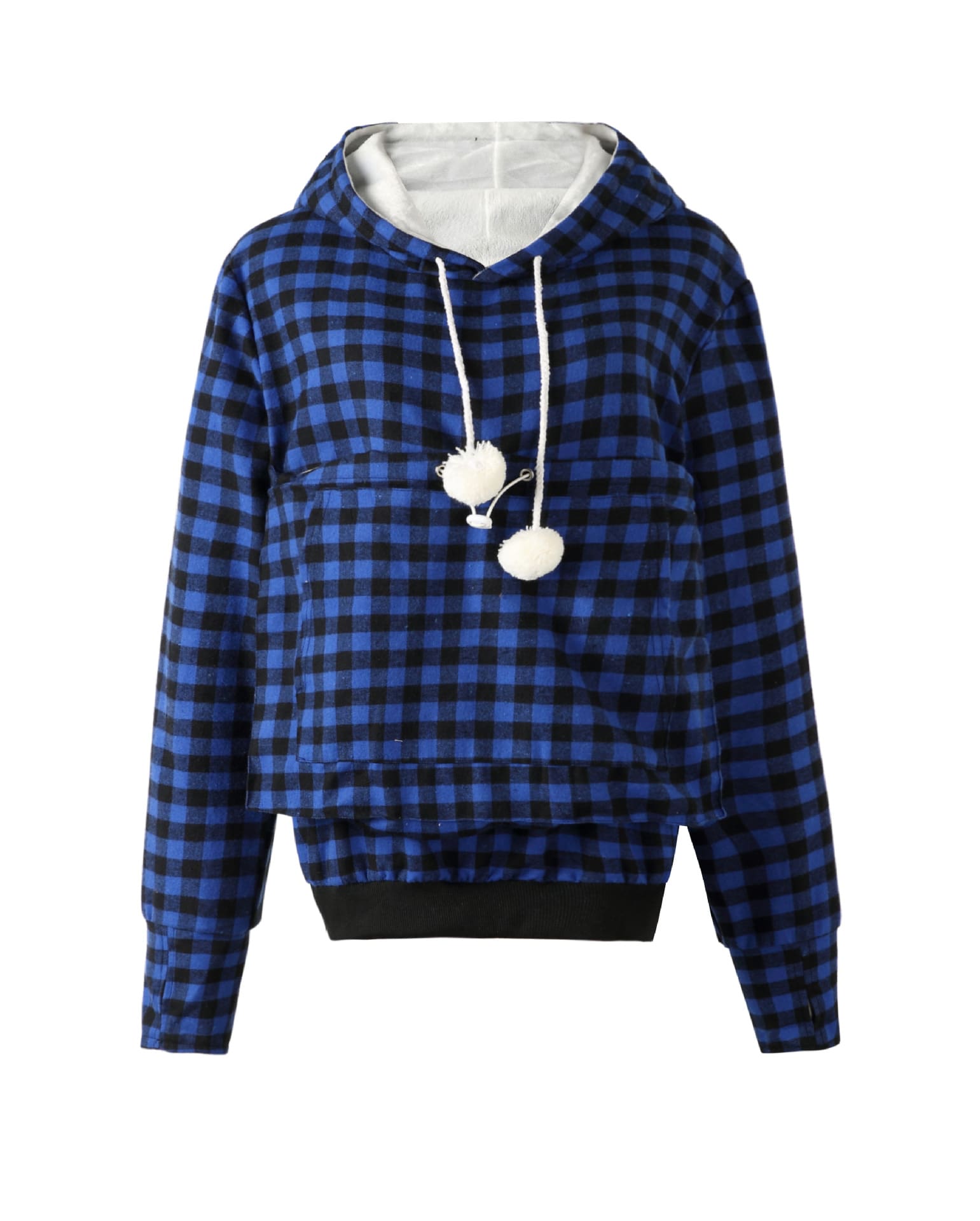 Women's Alien Cat Dogs And Cats Kangaroo Size Pocket Long Sleeve Plaid Sweater view 14