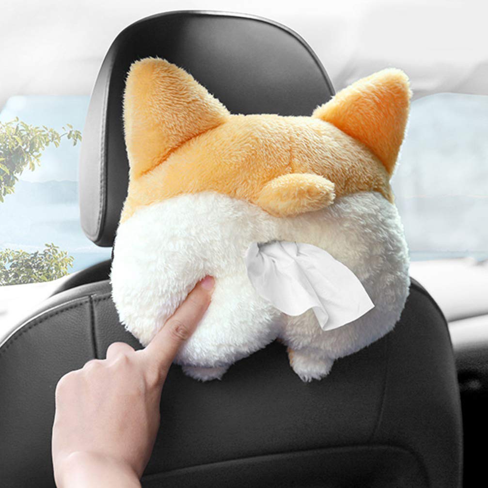 Tissue Box Cover Soft Adorable Corgi Butt Shaped Creative Storage Bag Hanging Pouch Tissue Box Wrapper For Car Home view 5