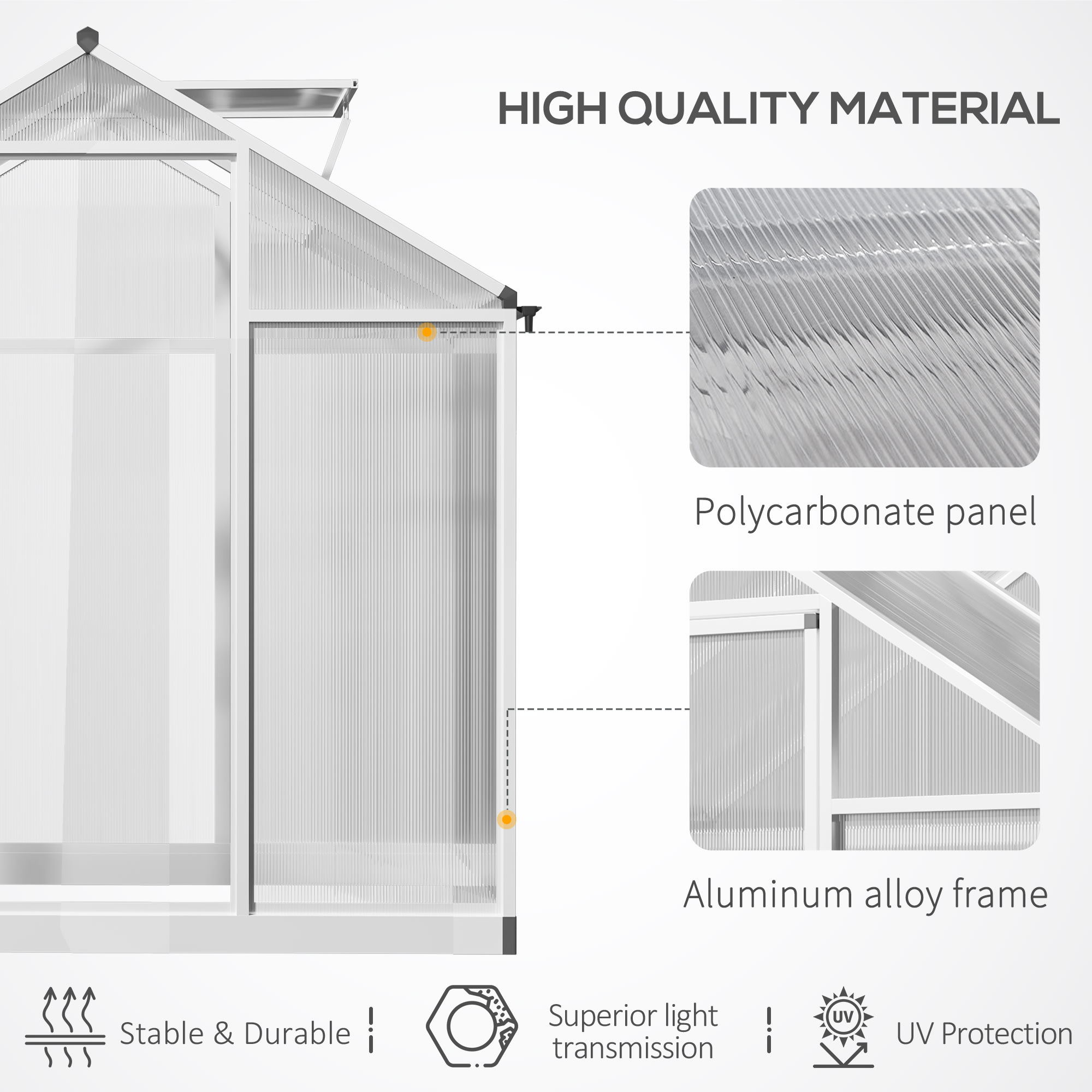 4 L X 6 W Walk-In Polycarbonate Greenhouse With Roof Vent, Outdoor Greenhouse For Winter, Clear view 5