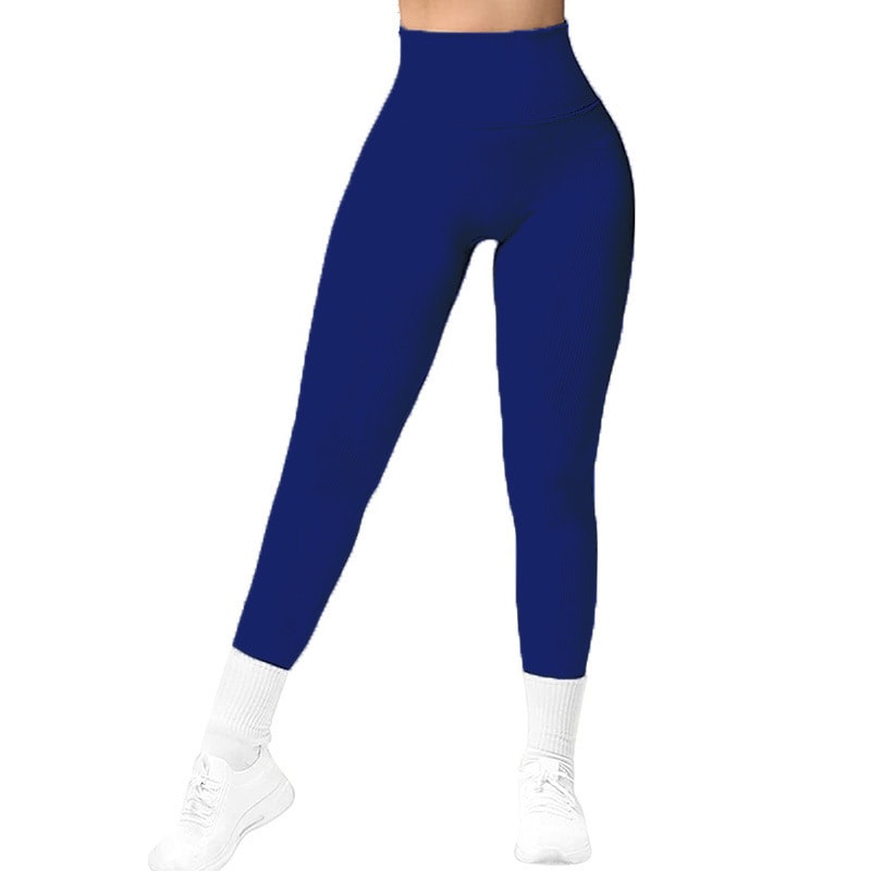 High Waist Seamless Leggings Threaded Knitted Fitness Pants Solid Women's Slimming Sports Yoga Pants Elastic Running Sport Leggings view 6