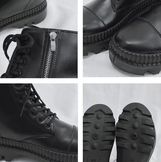 Fashionable And Simple Men's High-top Side Zipper Leather Boots view 7