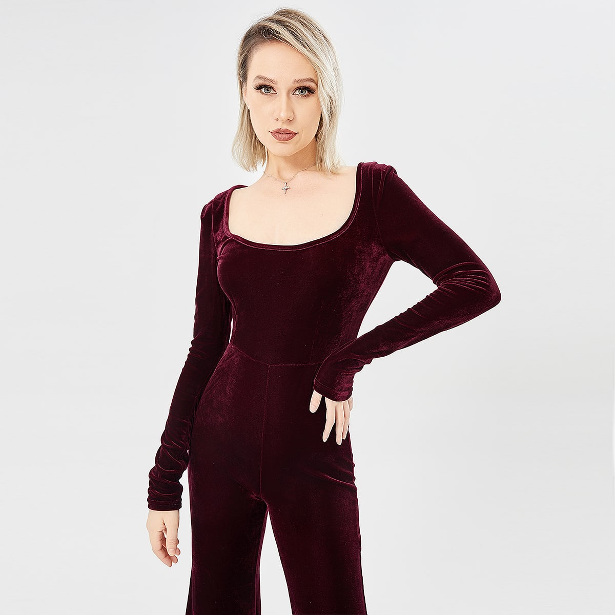 Women's Long Sleeve Velvet Fashion Jumpsuit view 12