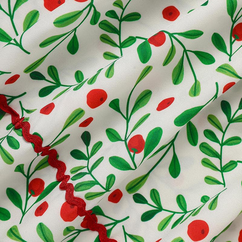 Toddler Infant Baby Girls Christmas Dress Short Sleeve Christmas Tree Embroidered Plaid Casual Party Dresses view 3