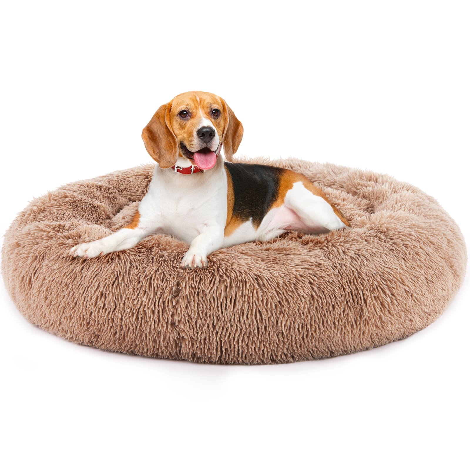 24 Inch Anti-Slip Round Fluffy Plush Faux Fur Cat Bed, Fits Up To 25 Lbs Pets view 4