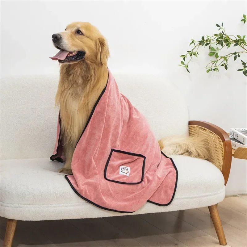 Pet Towel Dog Bathrobe Water Absorbent And Quick Drying Cleaning Beauty Glove Style Pocket Dog Bath Towel Accessori Cani view 3