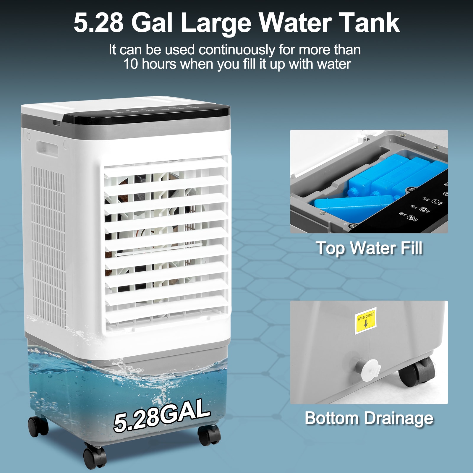American Specification, Evaporative Air Cooler, Fan, Cooling And Humidification 3-in-1, 12-hour Timer view 5