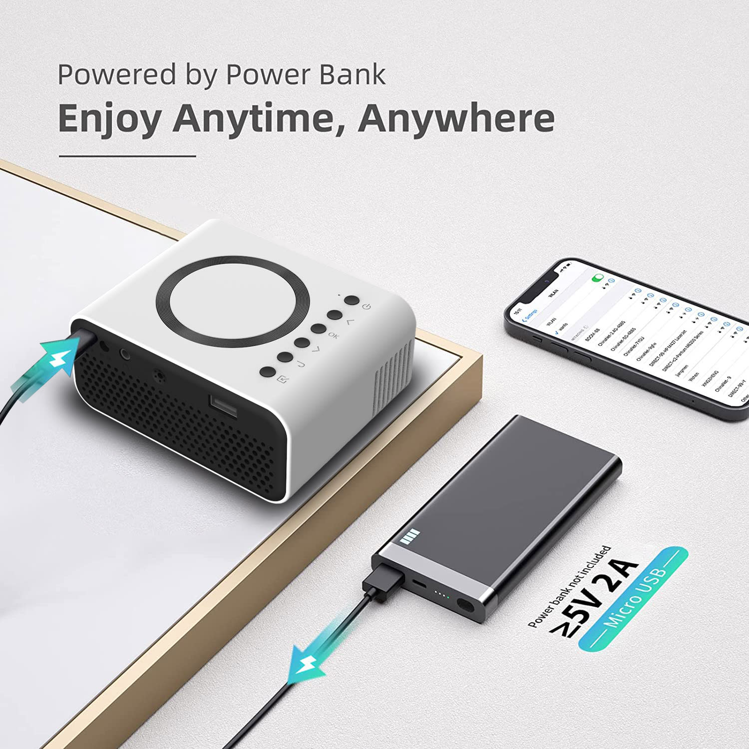 YT300 Mobile Video Projector Support 1080P Home Theater Media Player Wired Wireless Same Screen Android IOS Smartphone view 4