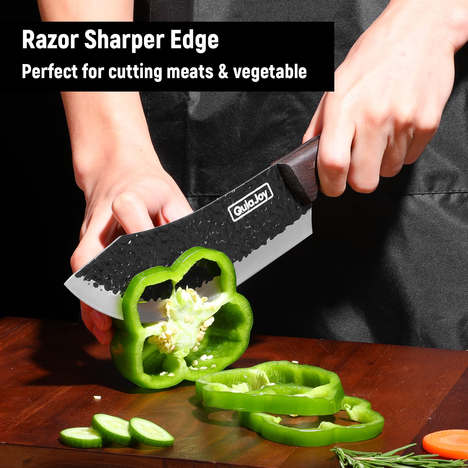 Qulajoy Meat Cleaver Knife - 7.3 Inch High Carbon Stainless Steel Butcher Knife For Meat Cutting Slicing Vegetables- Professional Chopper Knife For Home Kitchen Chef Knife view 5