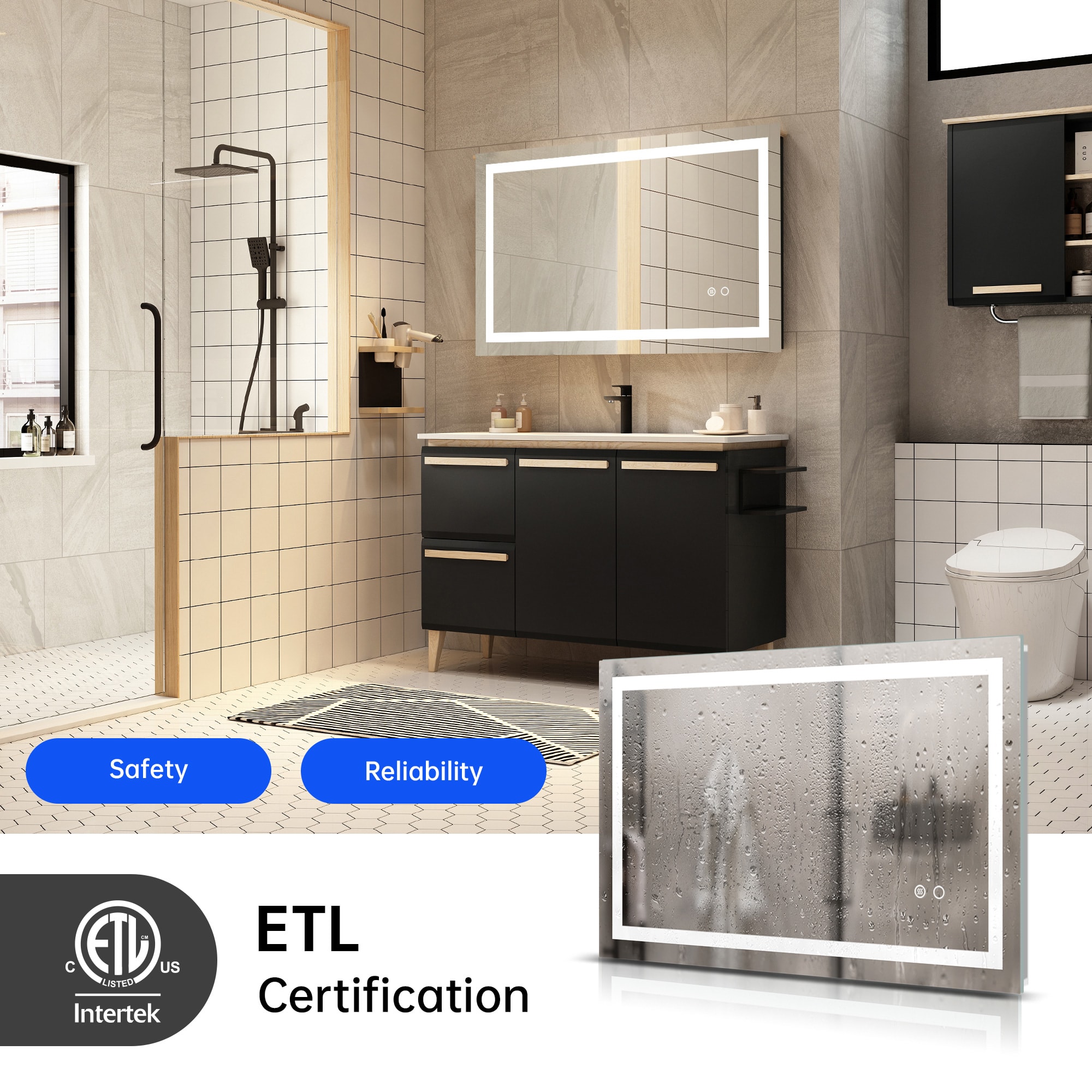 LED Bathroom Mirror With Touch Button Control view 3