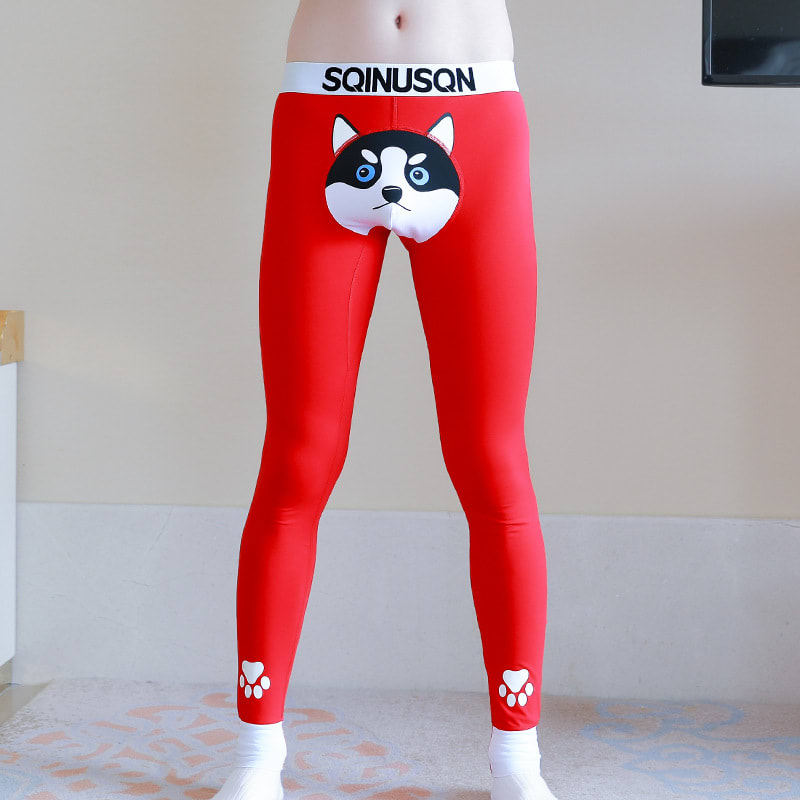Cute Dog Print Leggings Winter Warm Innerwear Cotton Pants For Men view 9