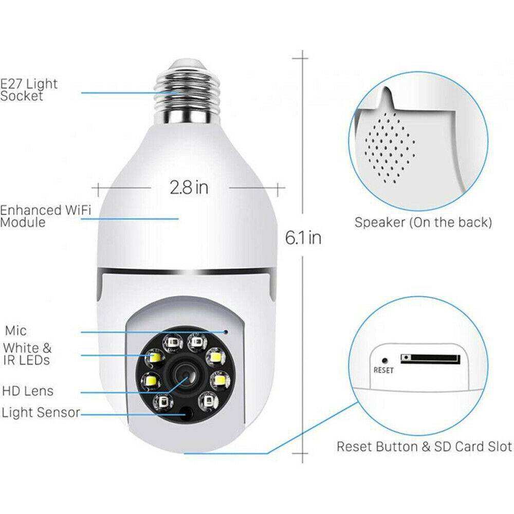 IR E27 Light Bulb Camera 1080P HD Wireless Wifi Smart Home Security Camera view 9