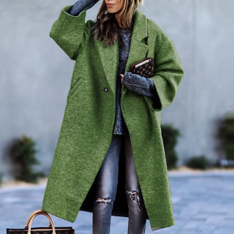 European And American Women's New Long Sleeved Large Woolen Overcoat view 3