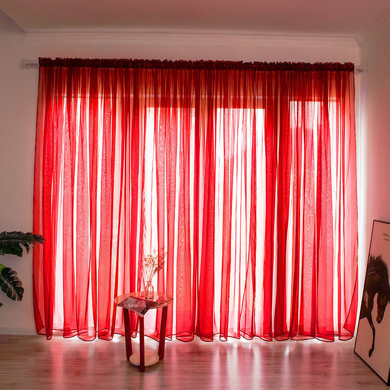 Simple And Modern Balcony Solid Color Gauze Curtain view 15