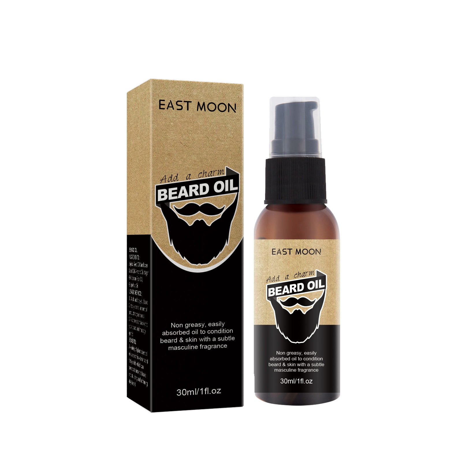 East Moon Beard Care Oil Men's Facial Sideburns Beard Styling Moisturizing Black Thick Care Oil view 2