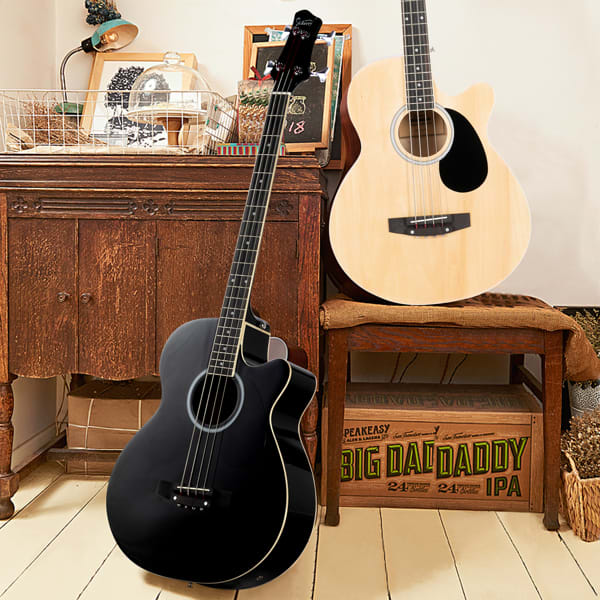 4 Strings With EQ, Rosewood Fingerboard Folk Bass, Black view 10