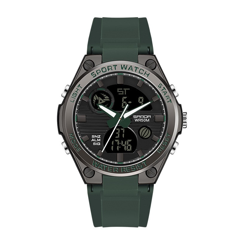 Men's Dual Display Waterproof Luminous Couple Sports Electronic Watch view 13