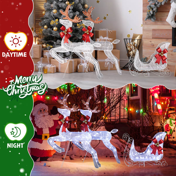 211X27.5X100cm Deer Sled, White Light, Powder Mesh, Christmas Lights, Reindeer view 8