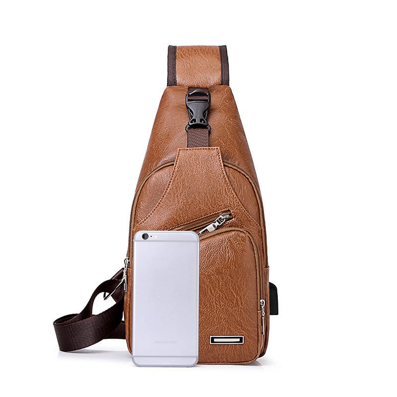 Casual Fashion Men's USB Charging Chest Bag view 21