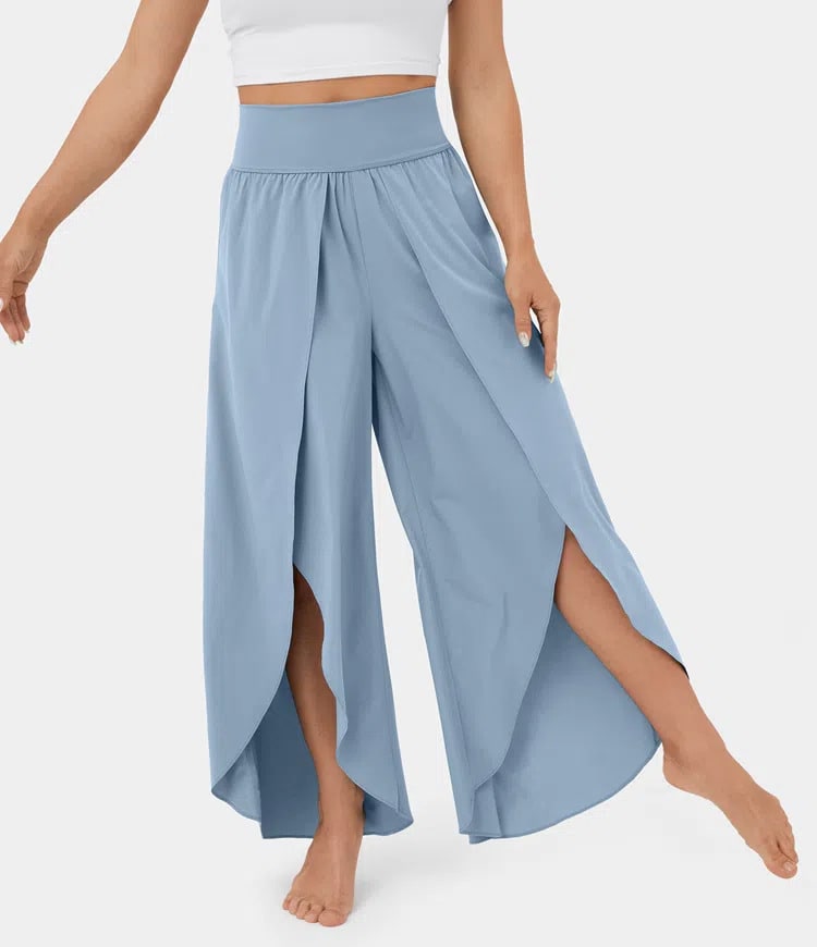 Loose Split Yoga Pants Summer Elastic High Waist Wide Leg Trousers Women's Fashion Versatile Clothing view 7