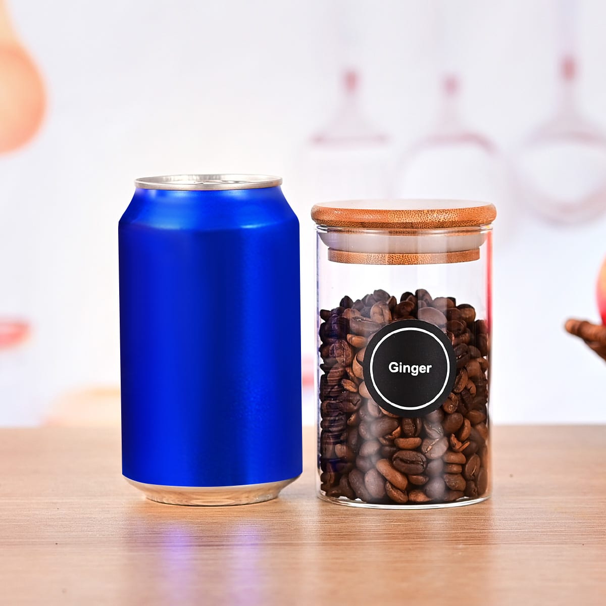 12 Pcs Round Spice Jars With Bamboo Lids And Stickers, Glass Storage Jars, Candy Jars, Coffee Jars, Salt Jars, Pepper Jars, Tea Jars view 8