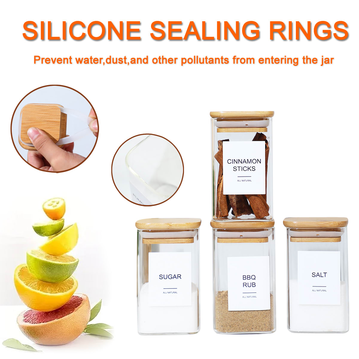 24 PCS Square Seasoning Jars Pepper Bottle Pepper Powder Bottle 240ml Glass Seasoning Jars Salt Jars view 3