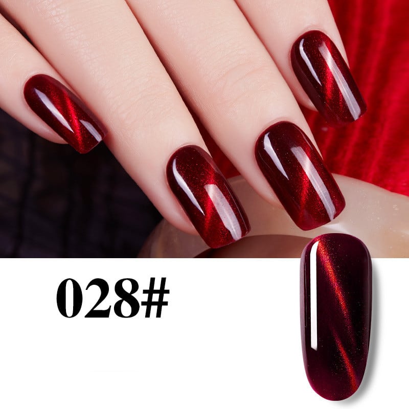 Flame Red Cat Eye Gel Enhancements view 4