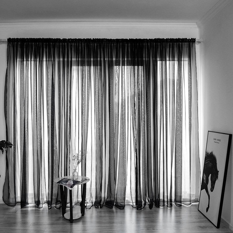 Simple And Modern Balcony Solid Color Gauze Curtain view 6