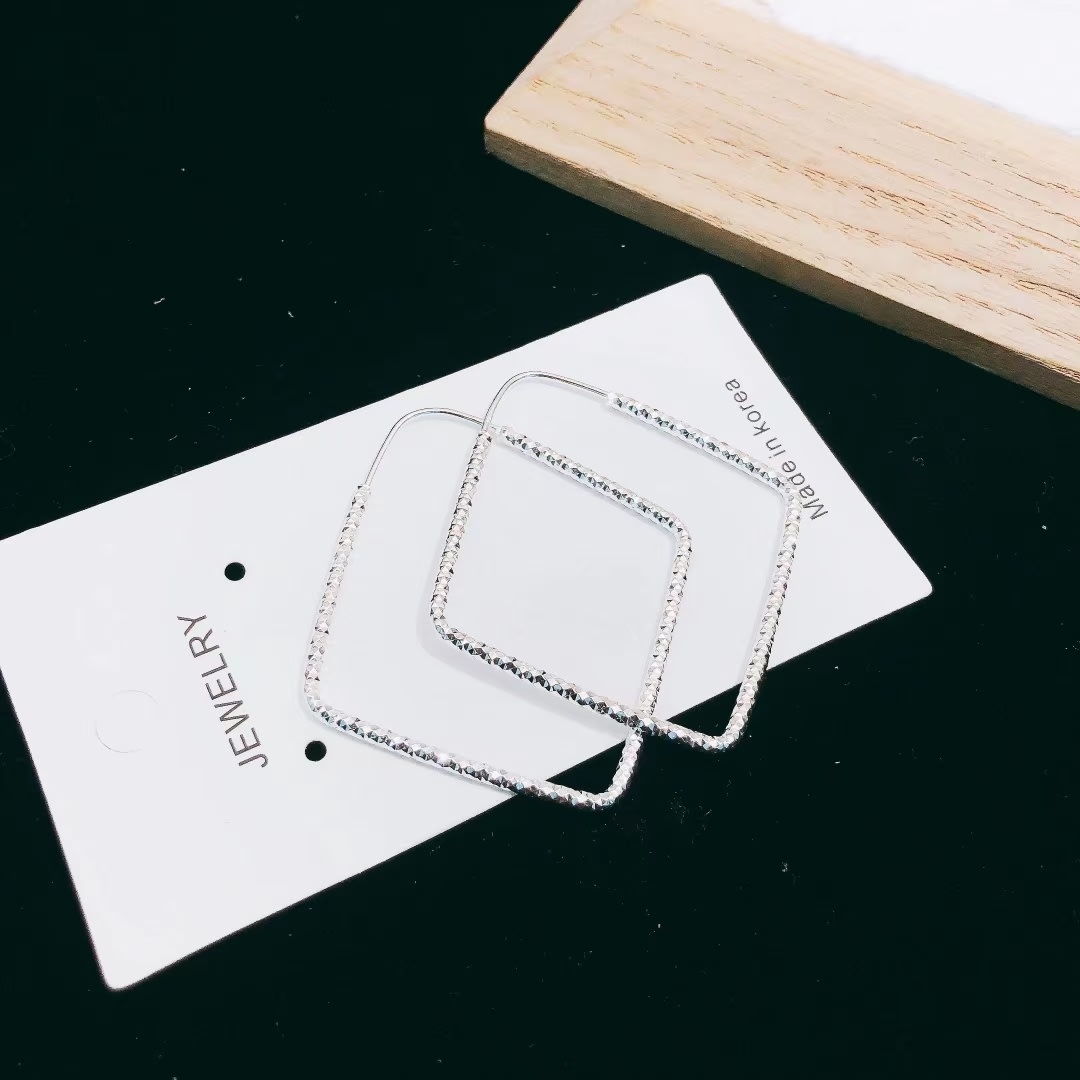 1 Pair 999 Sterling Silver Geometric Hoop Earrings, Minimalist Style, Perfect For Daily Wear And Valentine's Gift view 4