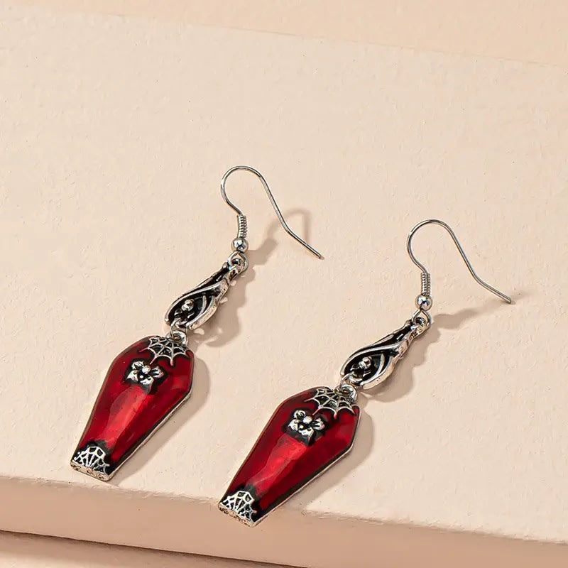 Halloween Earrings Ins Style Red Bat Spider Retro Earrings Jewelry view 3