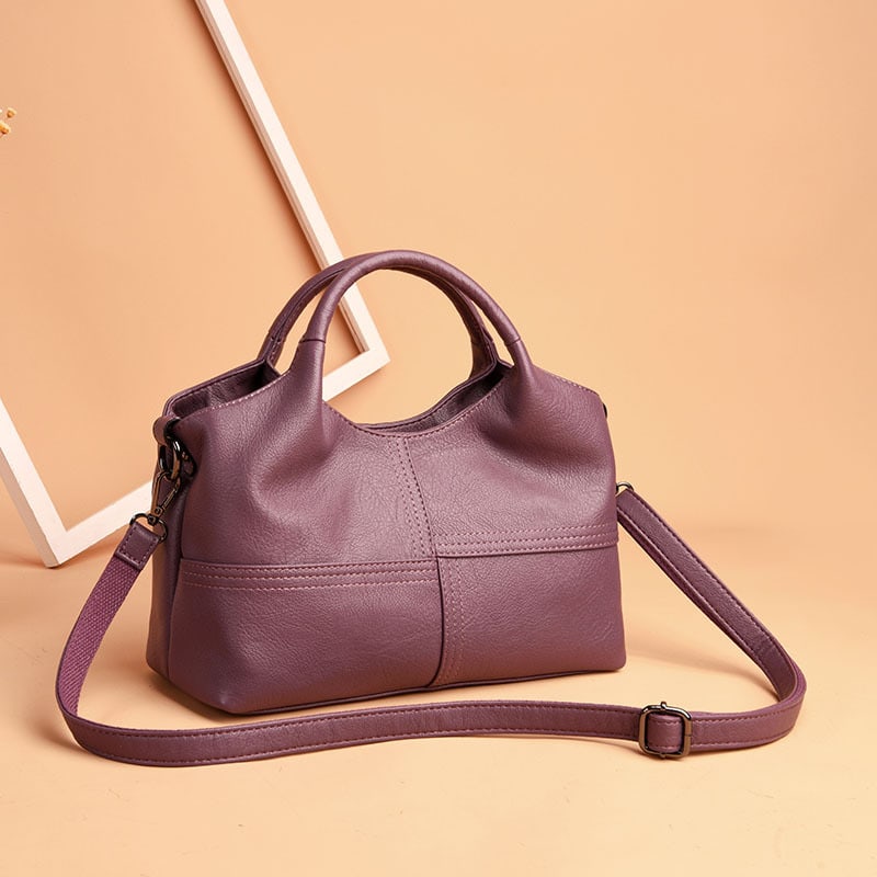 Lightweight Splicing Soft Leather Large Capacity Fashionable Mother Bag view 3