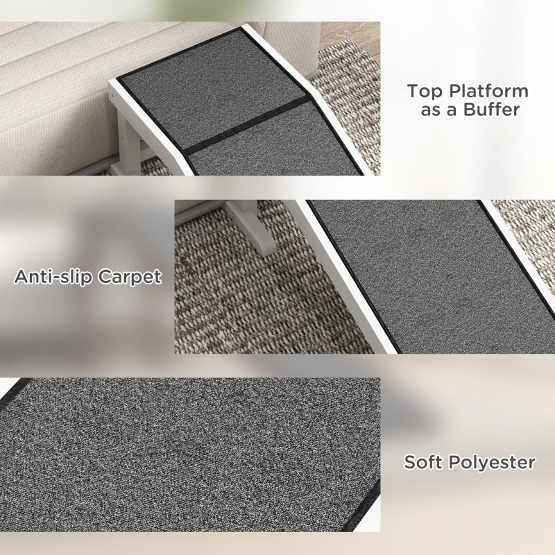 PawHut  Pet Ramp For Dogs & Cats With Non-Slip Carpet, White view 3