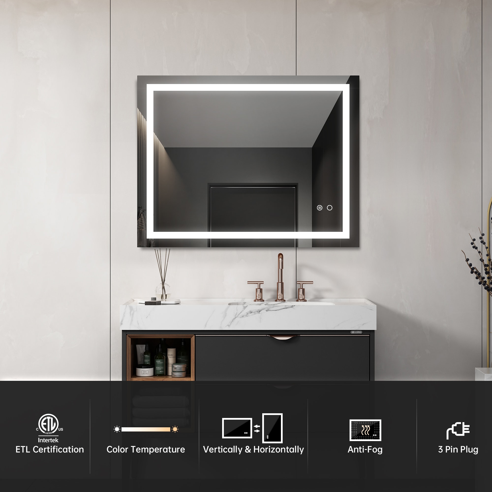 LED Bathroom Mirror With Touch Button Control view 2