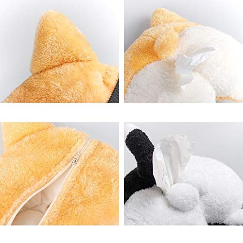 Tissue Box Cover Soft Adorable Corgi Butt Shaped Creative Storage Bag Hanging Pouch Tissue Box Wrapper For Car Home view 2