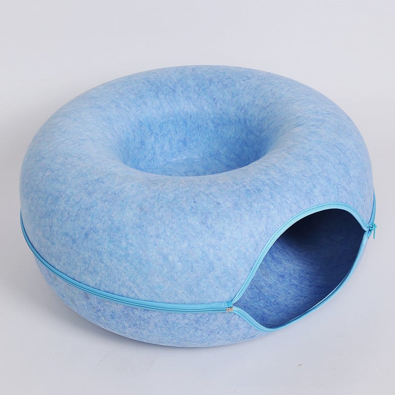 Four Seasons Available Cat Nest Round Woolen Felt Pet Dual-use Cat Nest Tunnel Interactive Training Toy Grey Felt Cat Nest view 4