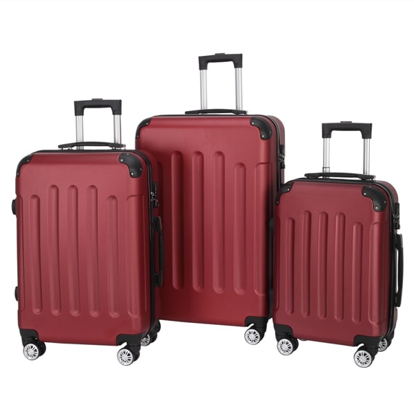 3-in-1 Swivel Wheel With Handle, 4 Corner Protectors, Trolley Box, 20in 24in 28in, ABS Aluminum Alloy Trolley, Classic Color - Burgundy view 5