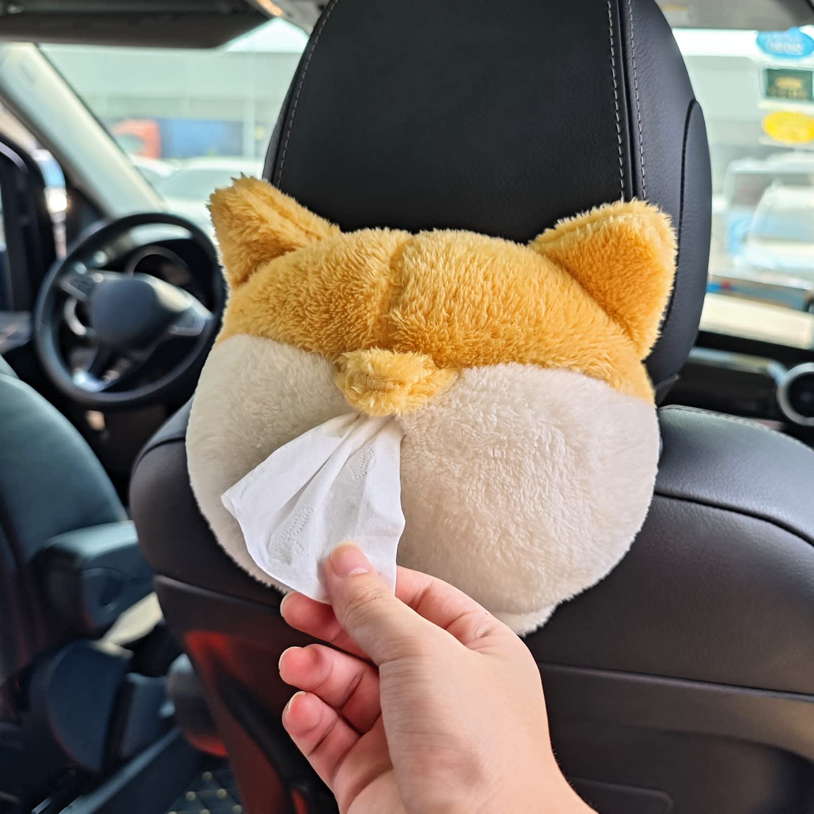 Tissue Box Cover Soft Adorable Corgi Butt Shaped Creative Storage Bag Hanging Pouch Tissue Box Wrapper For Car Home view 10