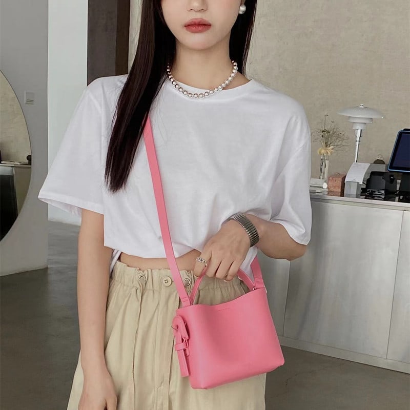 Women's Fashion Simple Solid Color Leather Shoulder Messenger Bag view 6