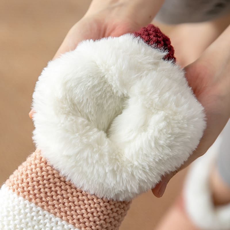 Women's Color-matching Knitted Plush Floor Socks Home Indoor Warm Non-slip Carpet Socks Winter Fashion view 6