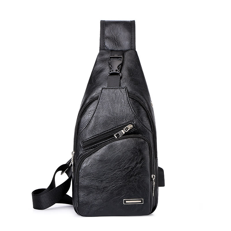 Casual Fashion Men's USB Charging Chest Bag view 2