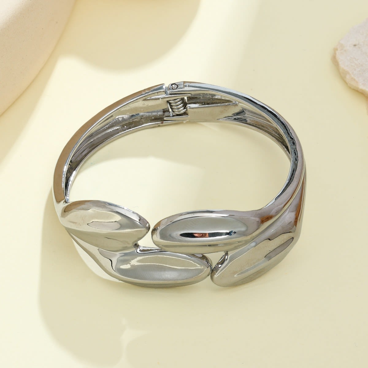 Minimalist Irregular Wave Pattern Handmade Metal Smooth Bracelet For Women view 14
