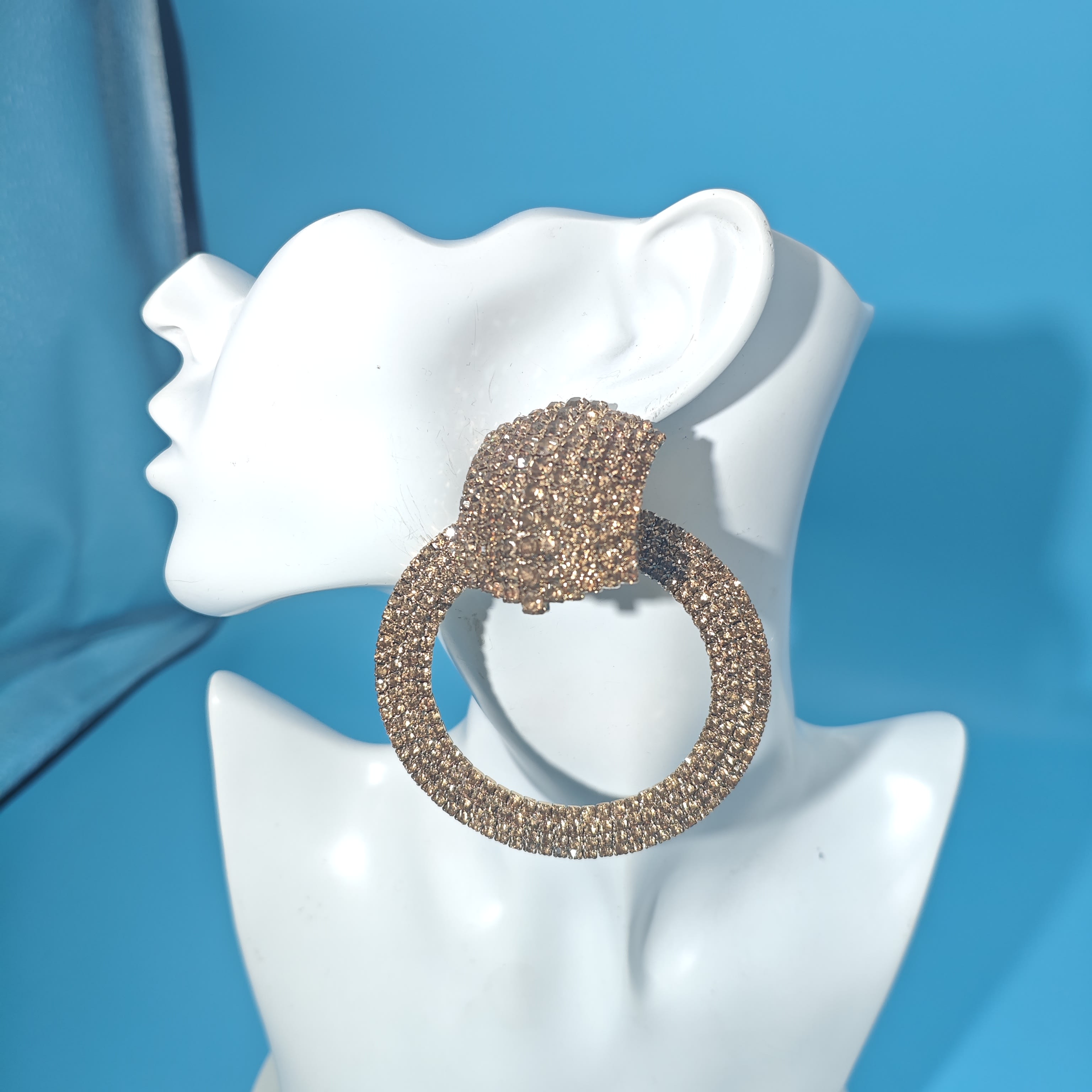 Fully Paved Oversized Sparkle Hoop Earrings For Women view 7