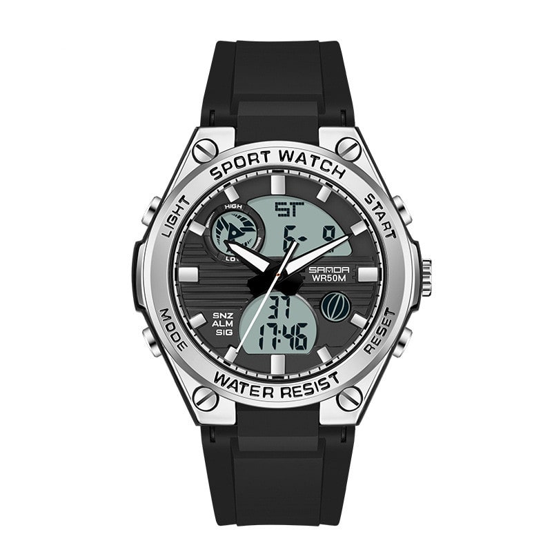 Men's Dual Display Waterproof Luminous Couple Sports Electronic Watch view 18