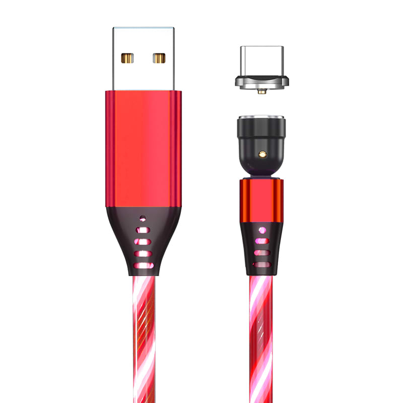 540 Rotate Luminous Magnetic Cable 3A Fast Charging Mobile Phone Charge Cable For LED Micro USB Type C For I Phone Cable view 3
