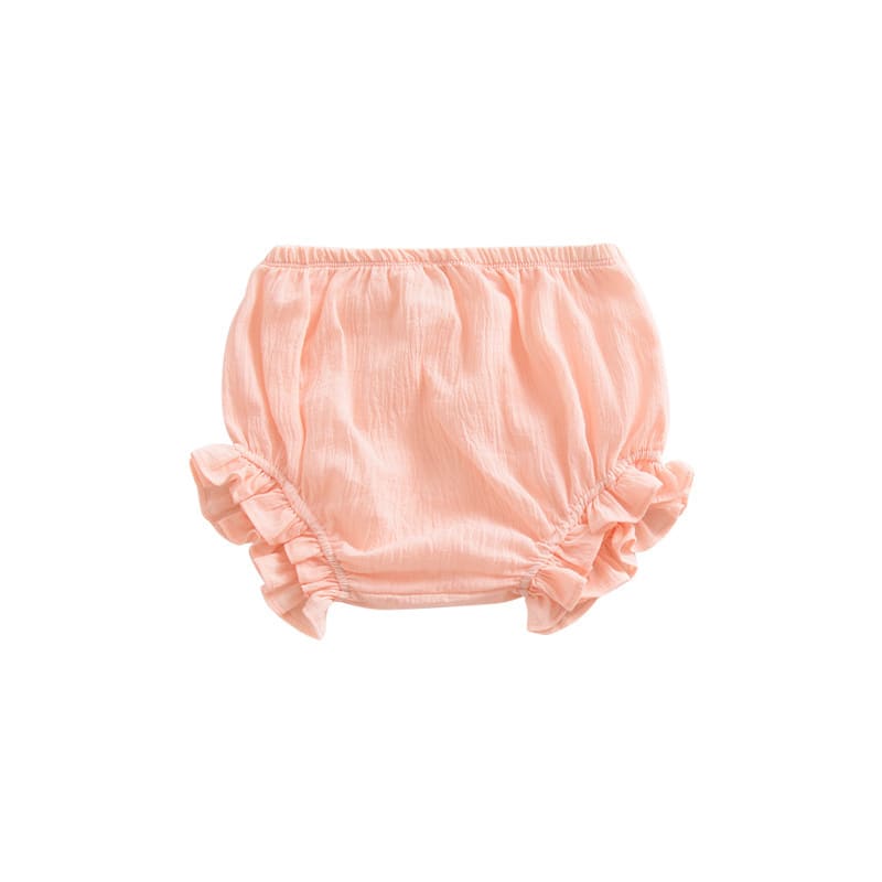 Infant Solid Color Cotton Linen Lace Triangle Casual Shorts view 2