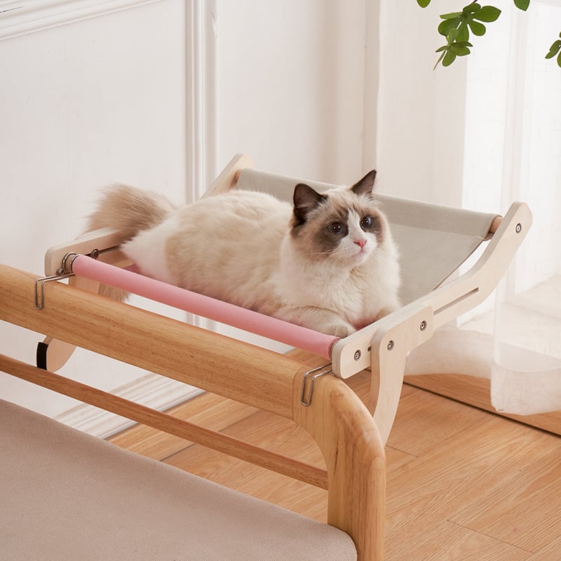 Cat Bed Hanging Bed Balcony Window Glass Wood view 6