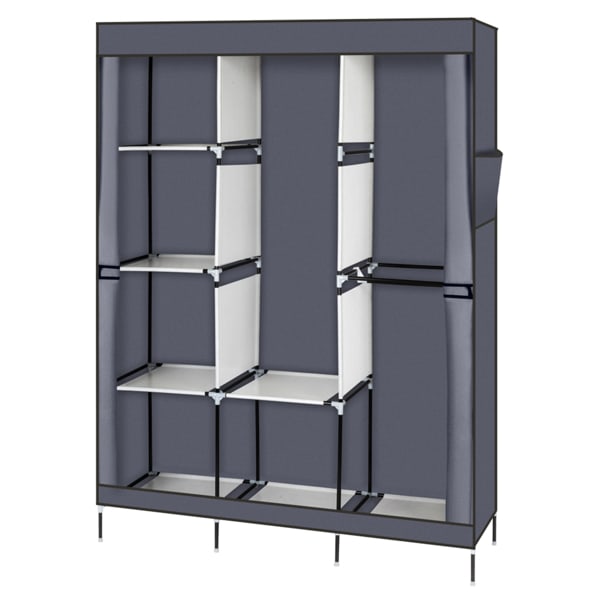 4 Layers, 8 Grids With Fabric Cover, 3 Hanging Clothes Poles, Non-woven Wardrobe view 13
