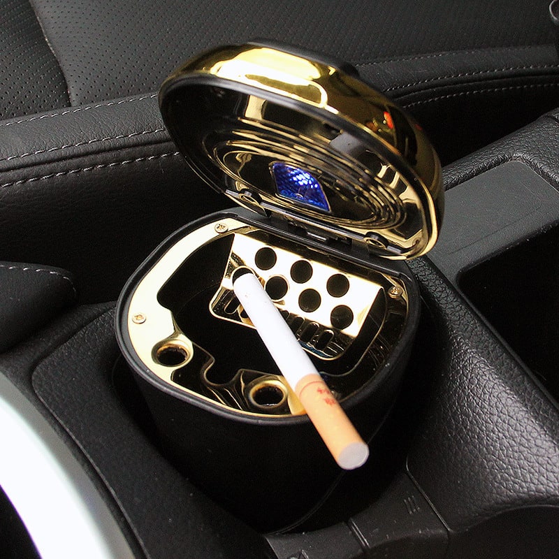 Push-pull Lighter Accessories Smokeless Detachable USB Rechargable Car Ashtray Home Portable Smell Proof With Lid LED Blue Light view 5