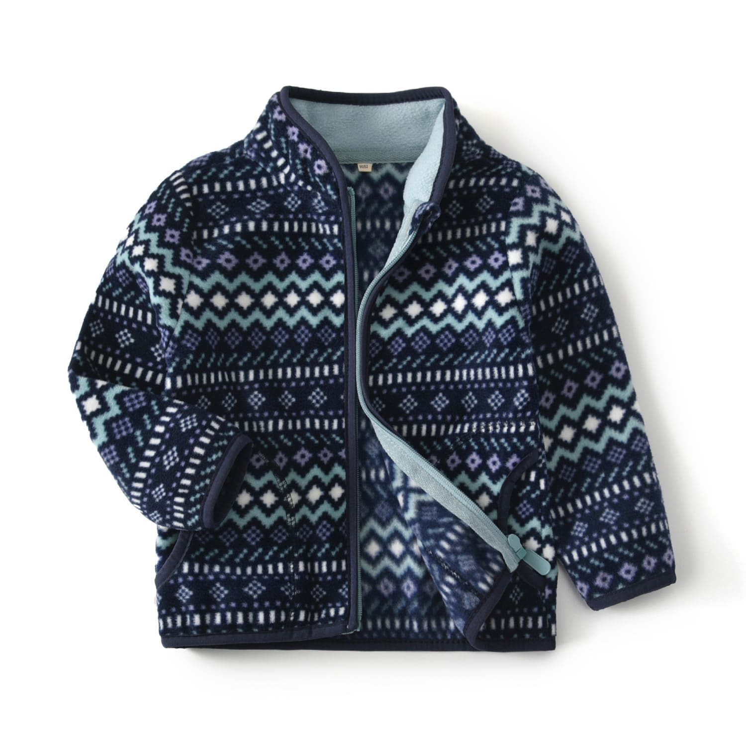 Baby Polar Fleece Jacket Navy Blue Striped Thin Long Sleeve Stand Collar Top view 4