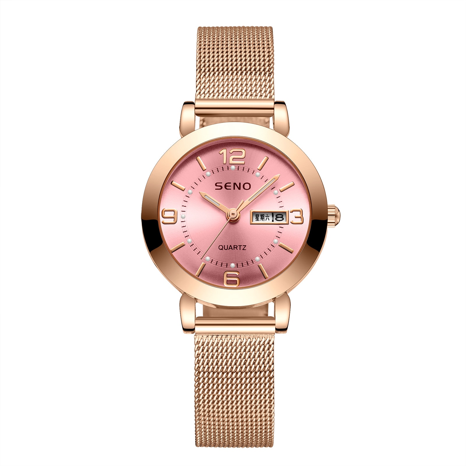 Night Light Waterproof Dual Calendar Women's Alloy Quartz Watch view 7