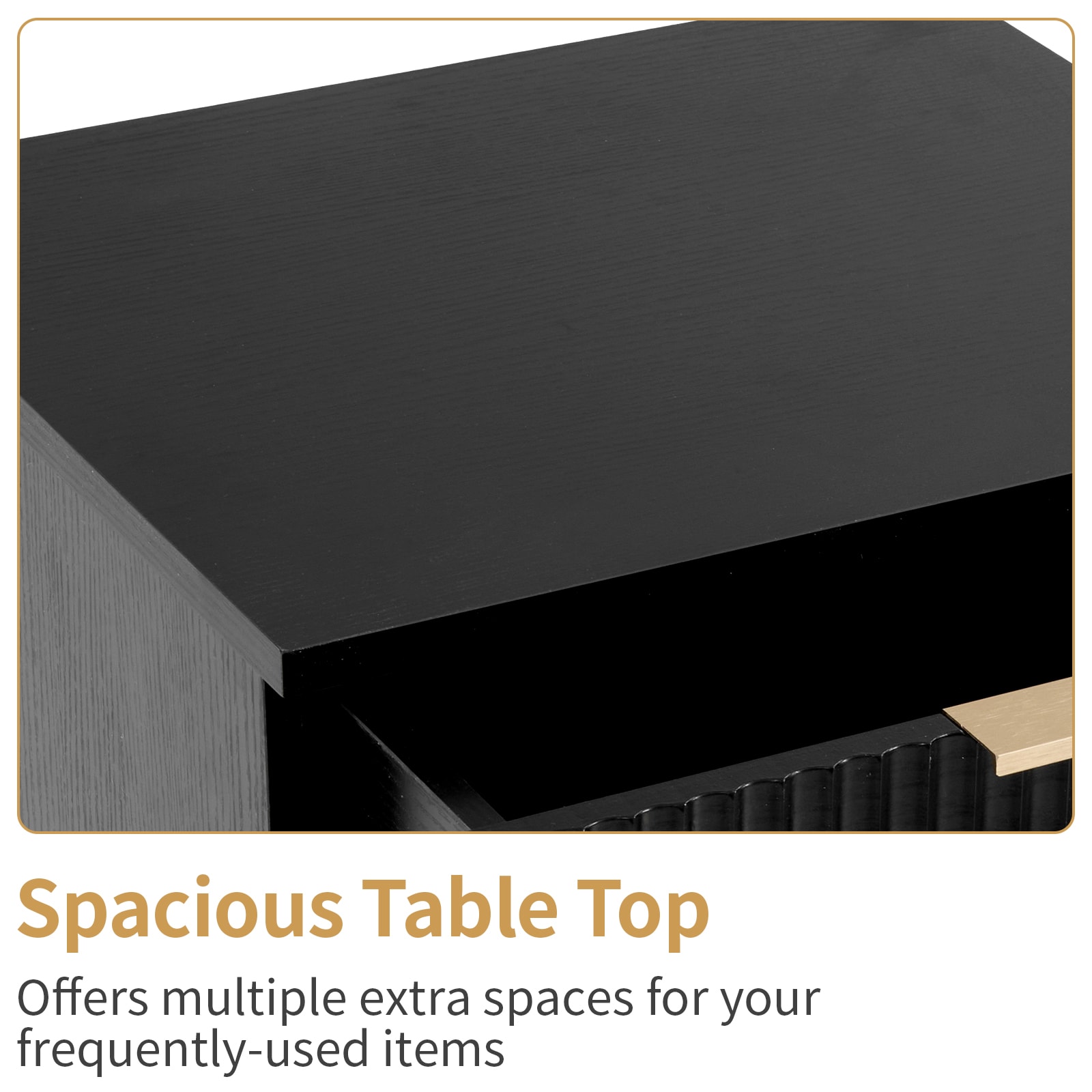 Black P2 Density Board, Wave Pattern Drawer Surface, 2 Drawer Bedside Cabinet 1pc view 8